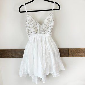 RAGA White Halter Dress NWT  100% Cotton L Midi NEW Backless